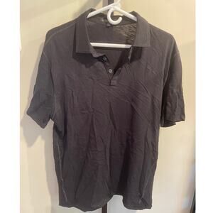 ROBERT BARAKETT Men's Essential Short Sleeve Polo Shirt Large Black Cotton Knit